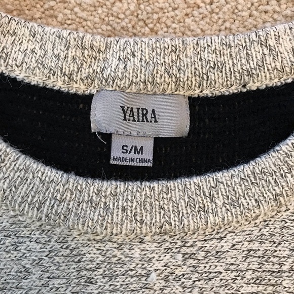 Yaira Sweater Poncho Womens Small Medium Black Oatmeal Fringe Dark Academia - Picture 5 of 10